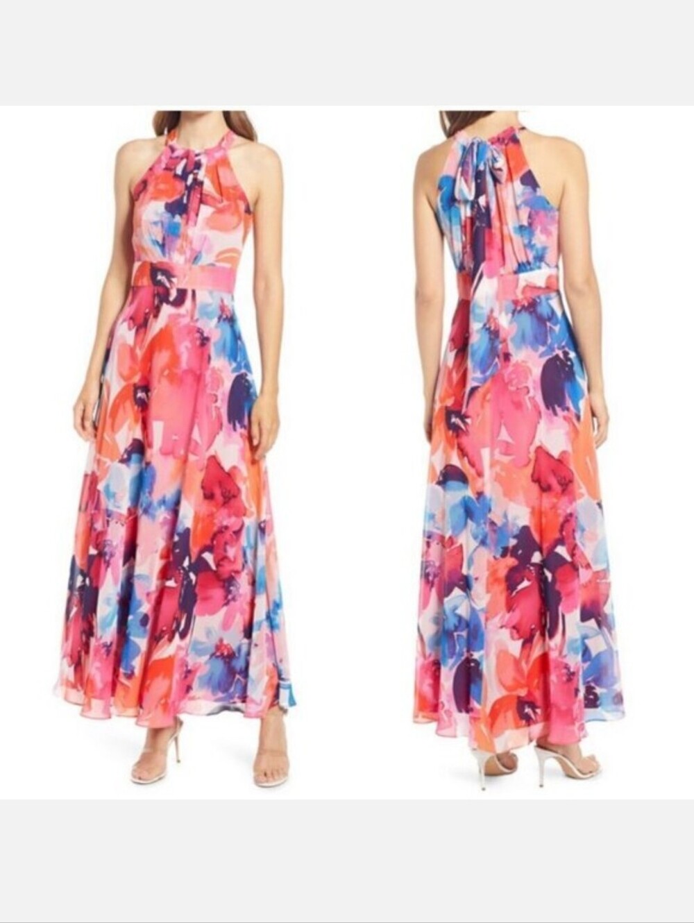 Halter Floral Maxi Skirt — Pink Multi